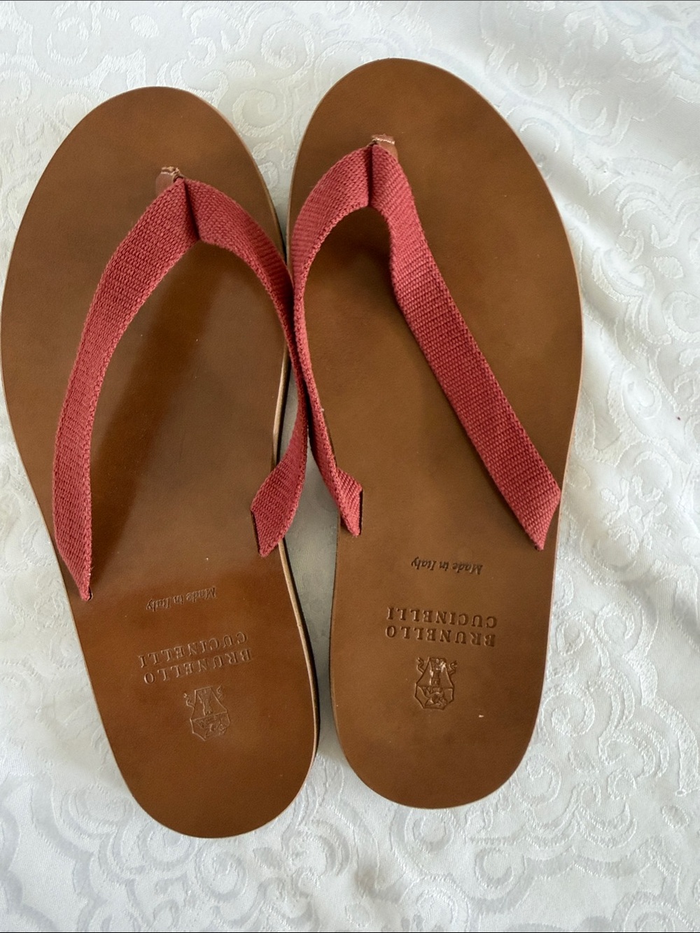 Brunello Cucinelli Brown Sandals with Red Straps - Picture 11 of 16